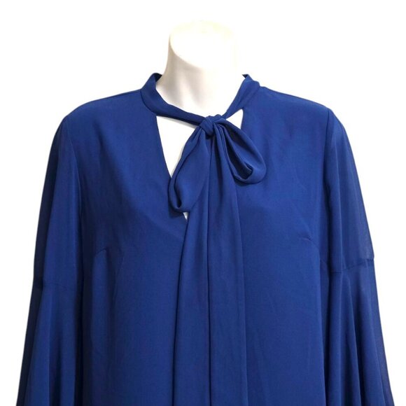 BCBGeneration NWT Neck Tie A-Line Flutter Bell Sleeve Chiffon Mini Dress Sz XS - Picture 3 of 10